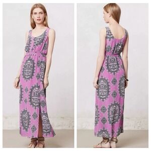 Anthropologie Maeve Sz Small Silk Print Annas Maxi Chiffon Tank Dress